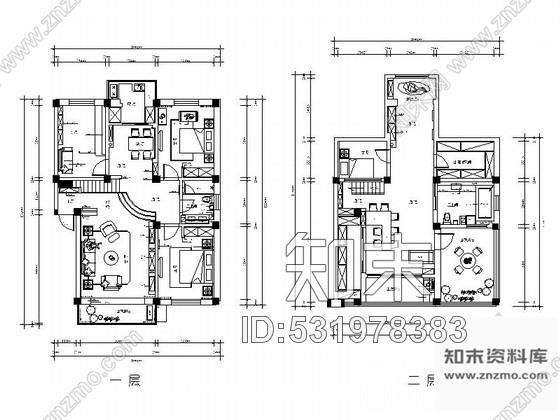 施工图精品温馨雅致现代简约风格两层小别墅装修室内设计施工图含效果cad施工图下载【ID:531978383】