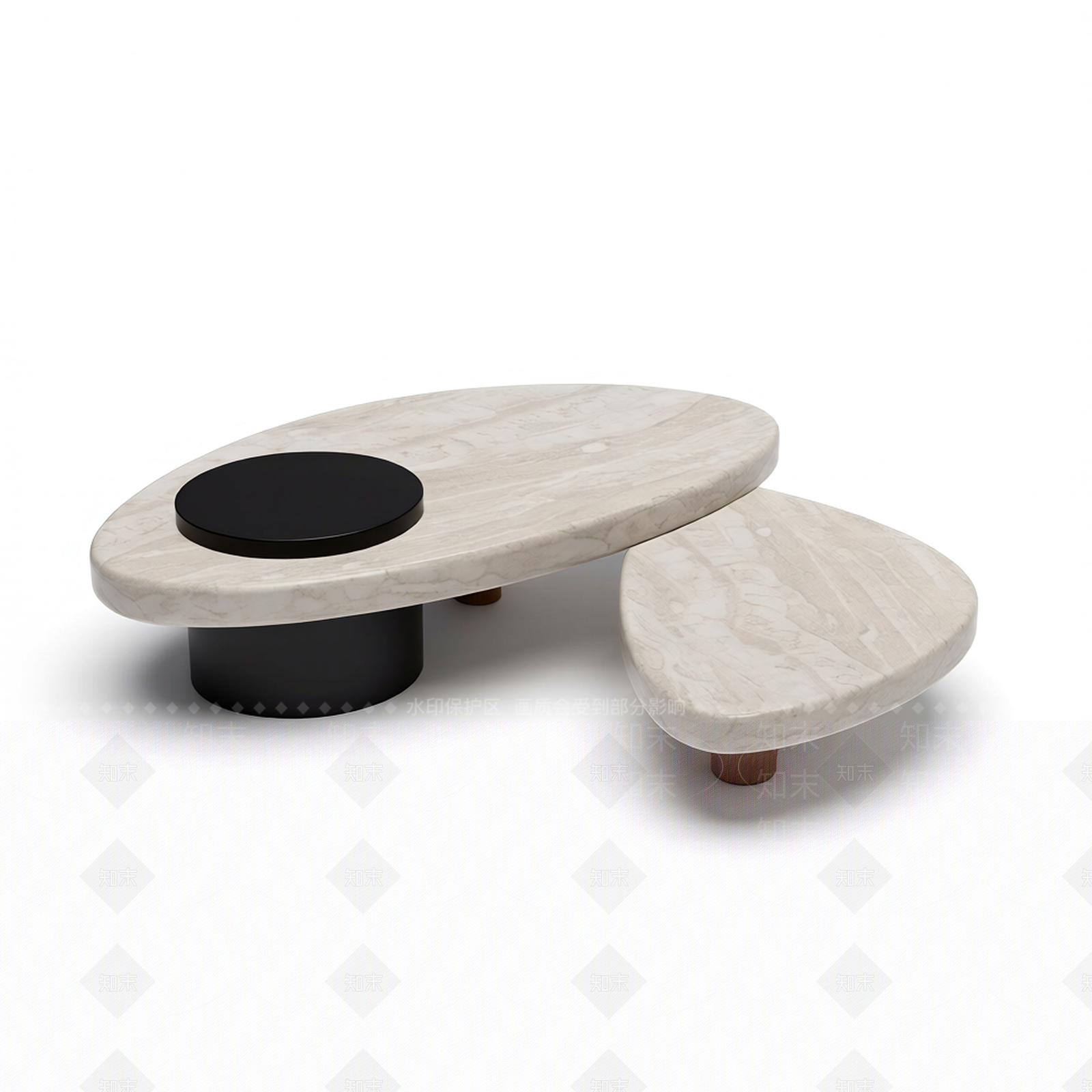 大理石茶几组合3D模型下载【ID:1206203455】