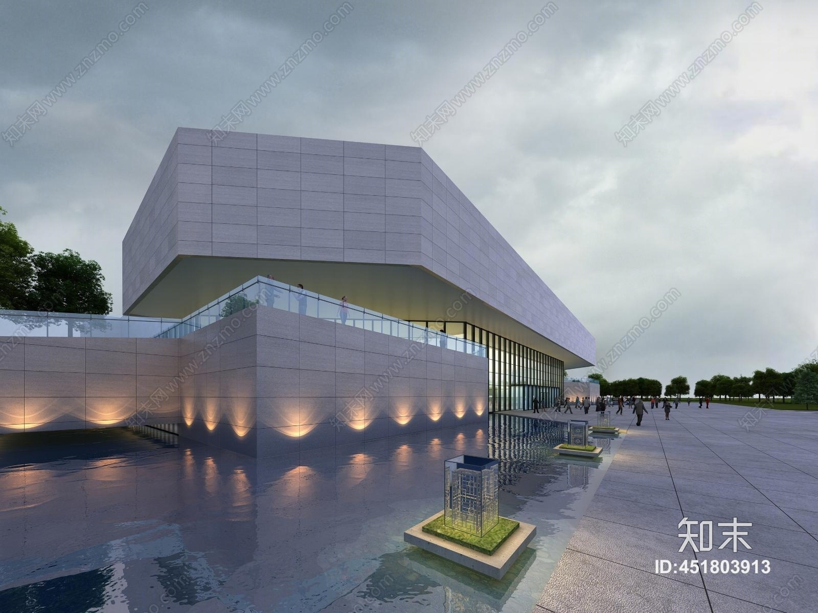 新中式博物馆建筑外观3D模型下载【ID:451803913】