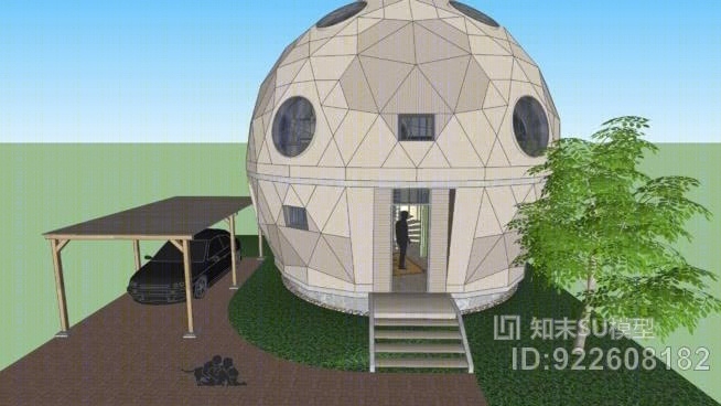 生活在一个球（测地穹顶房子）SU模型下载【ID:922608182】