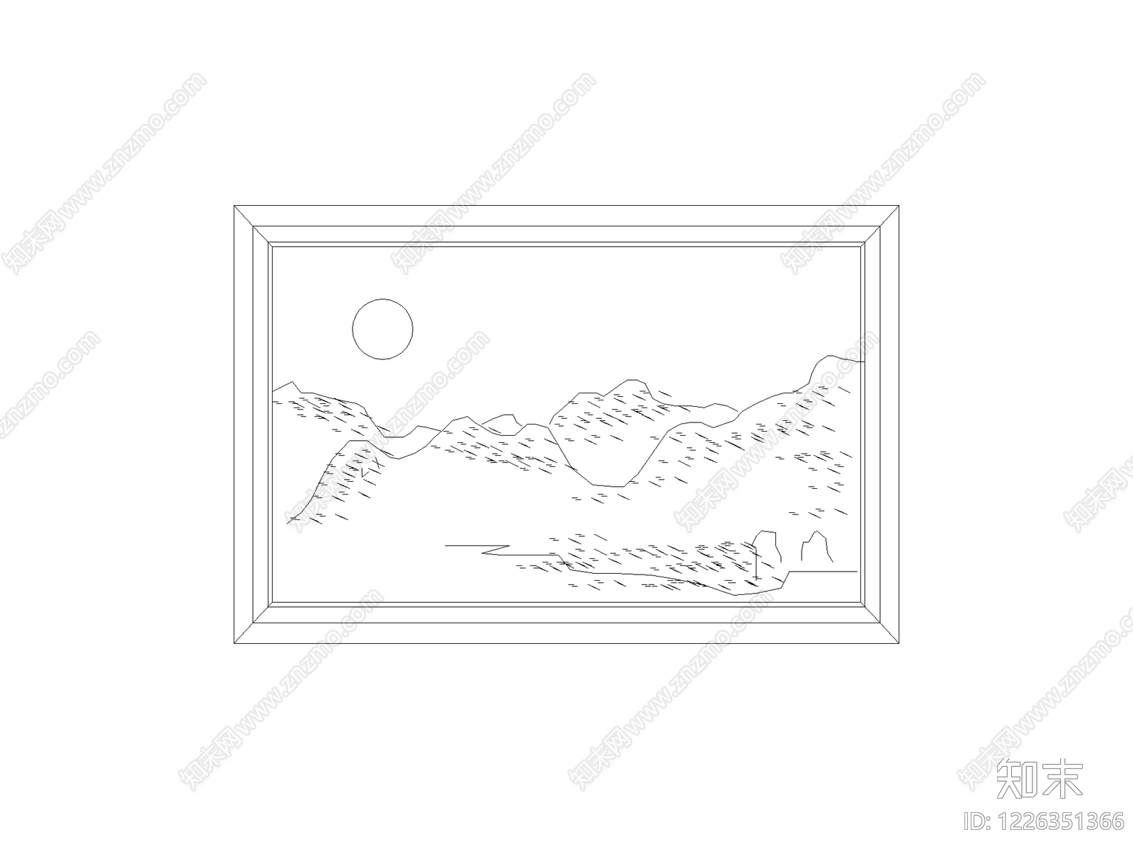 挂画cad施工图下载【ID:1226351366】