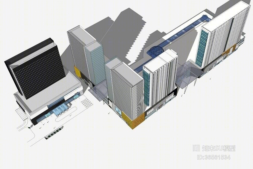 现代办公楼SU模型下载【ID:36561534】