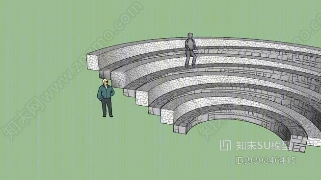 坡道和楼梯（坐位）SU模型下载【ID:930846415】