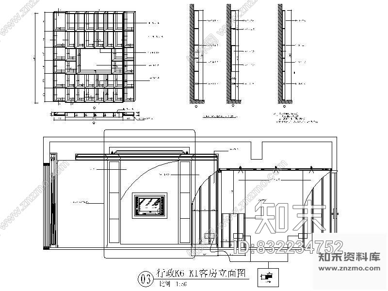 图块/节点客房立面详图cad施工图下载【ID:832234752】