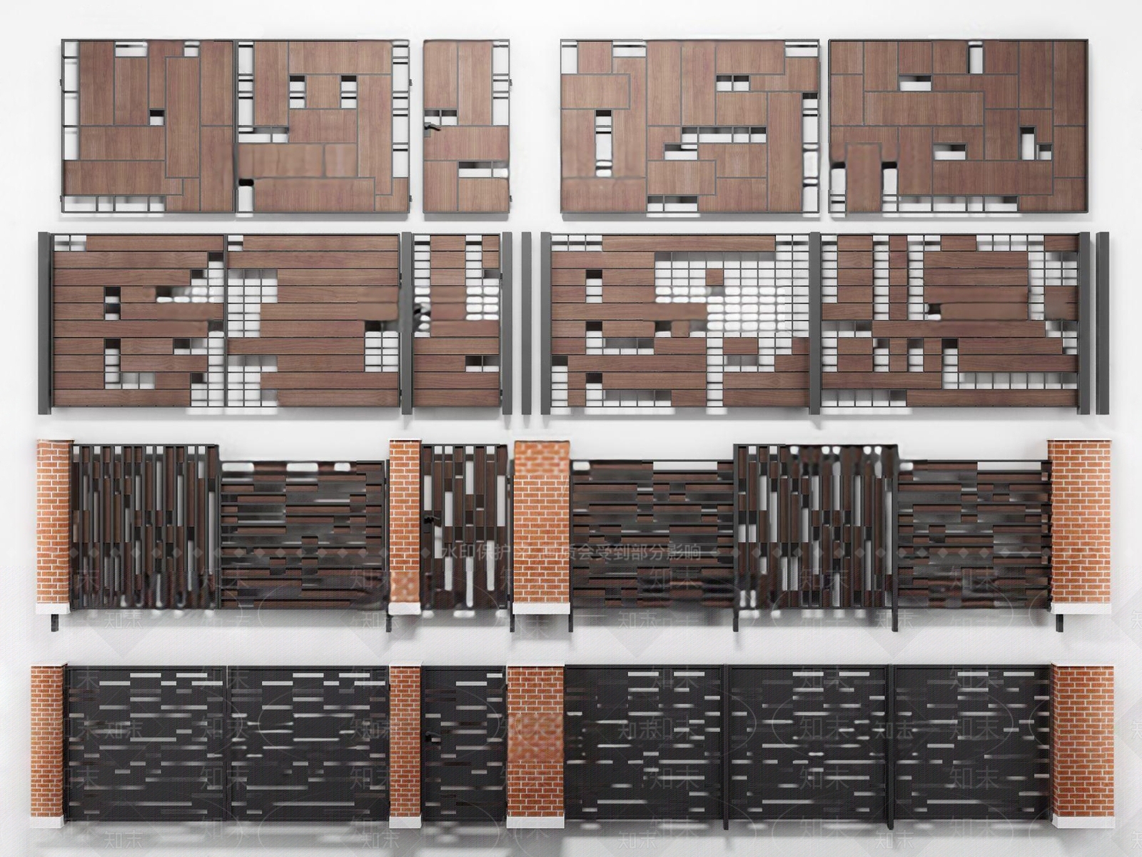 现代栅栏围墙大门3D模型下载【ID:1107601196】