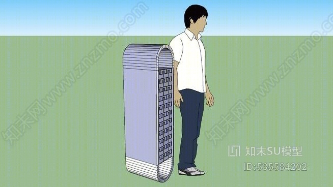 阳台柱单元1386x400x300，带弧形侧边SU模型下载【ID:535584202】