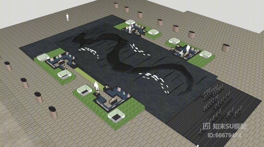 商业广场水景设计SU模型下载【ID:66679474】