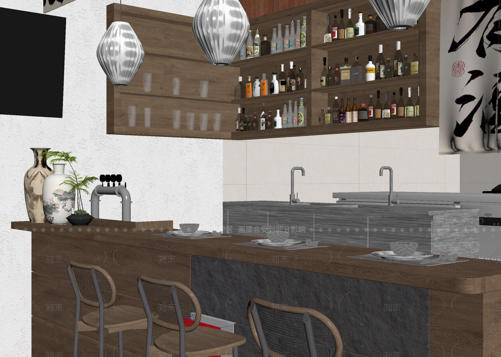 新中式酒吧3D模型下载【ID:1214927183】