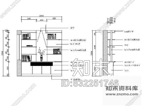 图块/节点书柜详图施工图下载【ID:832251746】