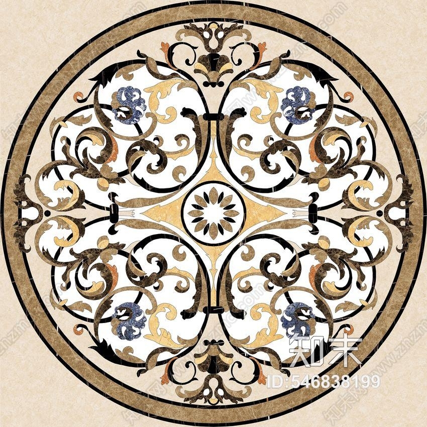 新中式地面拼花贴图下载【ID:546838199】