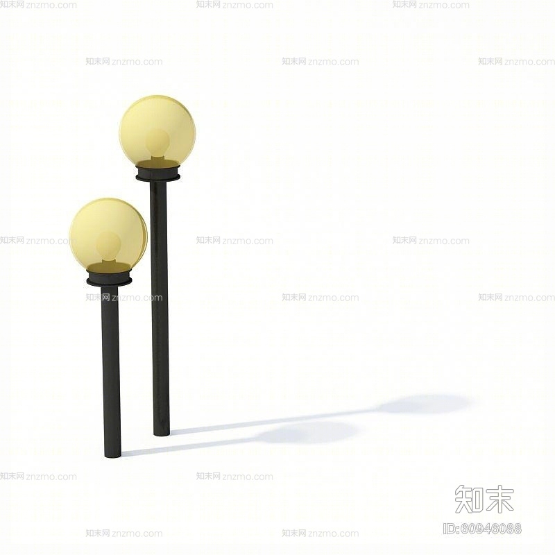 现代黑色金属花园灯3D模型下载【ID:60946088】