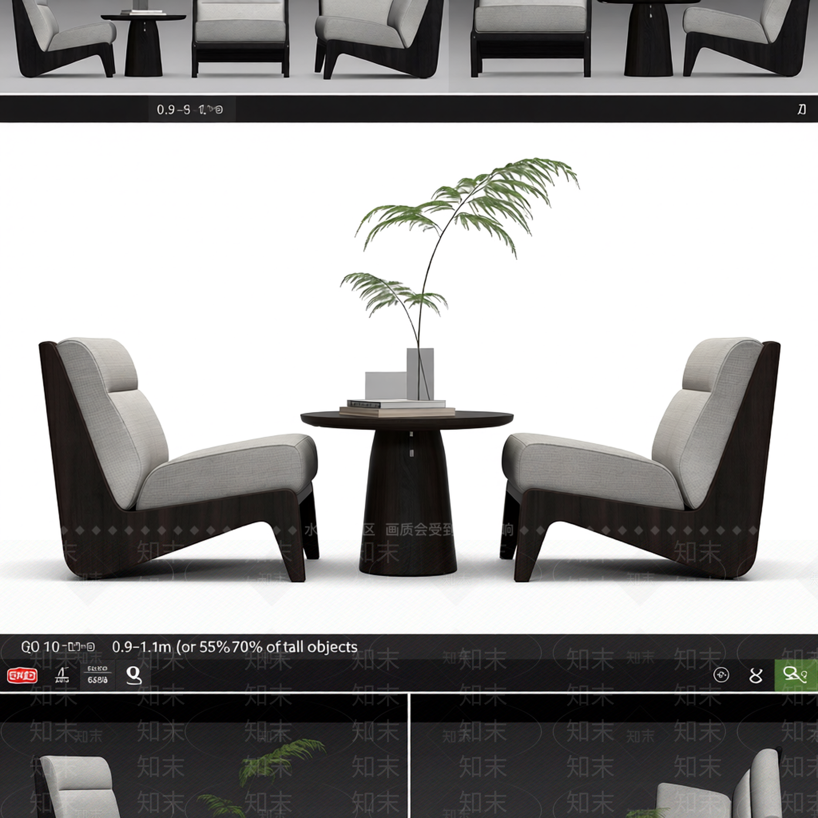 现代简约双人座椅组合3D模型下载【ID:1206191860】