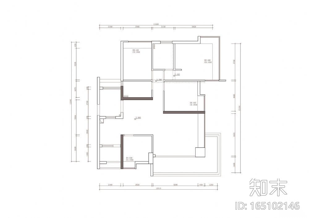 现代简约风格住宅室内设计施工图（含效果图）cad施工图下载【ID:165102146】