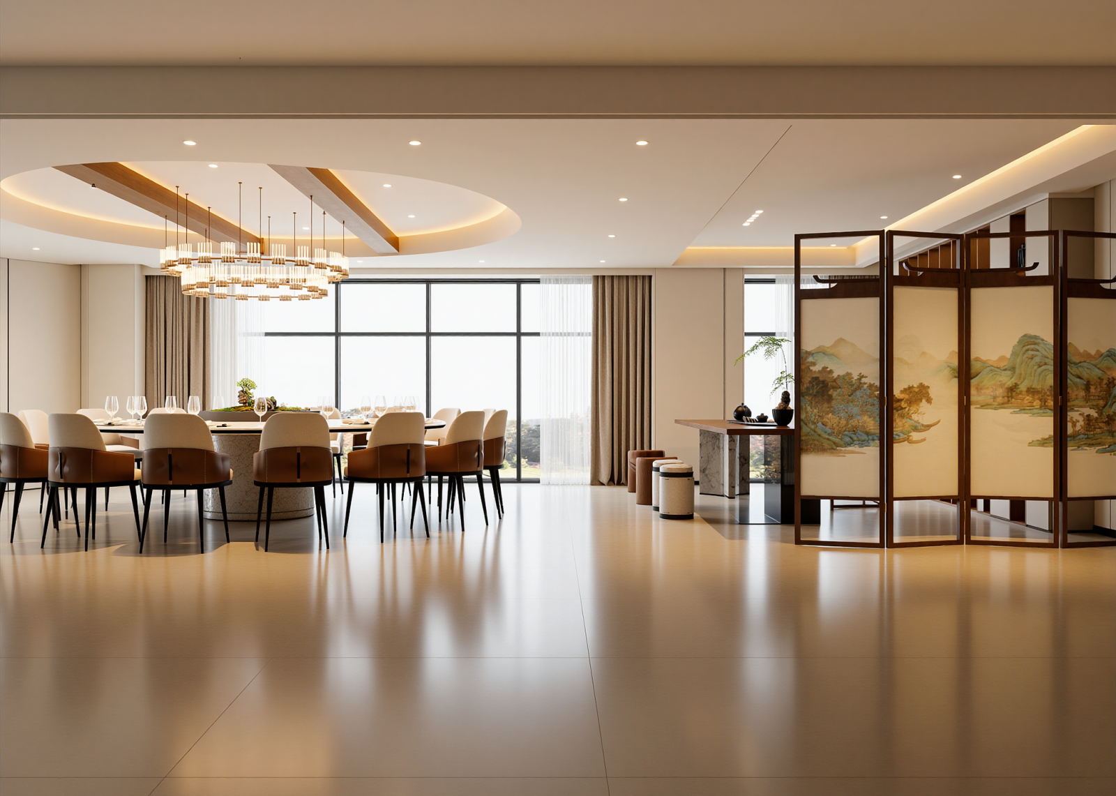 现代酒店餐厅3D模型下载【ID:1215142364】