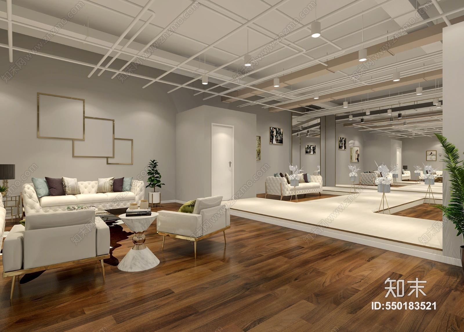 现代轻奢婚纱店3D模型下载【ID:550183521】