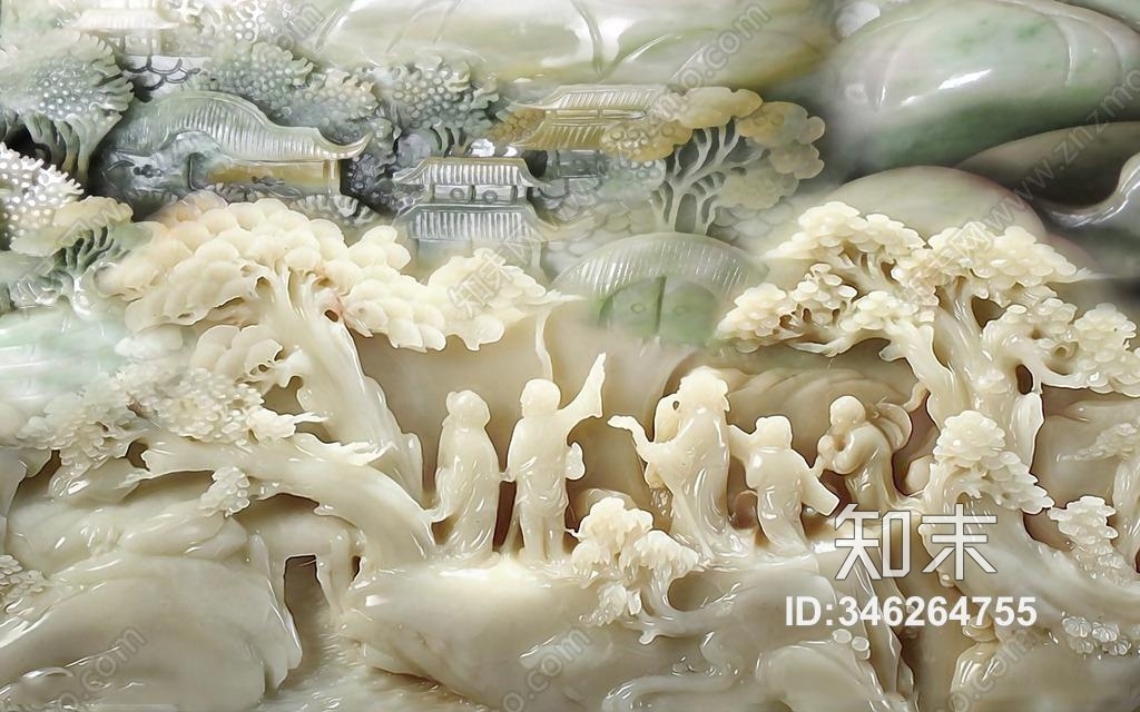 中式石雕玉石背景墙贴图贴图下载【ID:346264755】