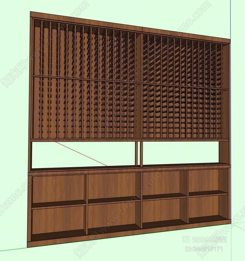 现代酒窖红酒柜SU模型下载【ID:344819171】
