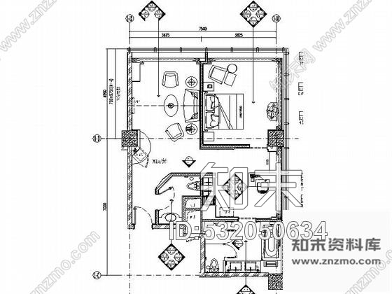 施工图江苏某酒店标准套房室内装修图cad施工图下载【ID:532050634】