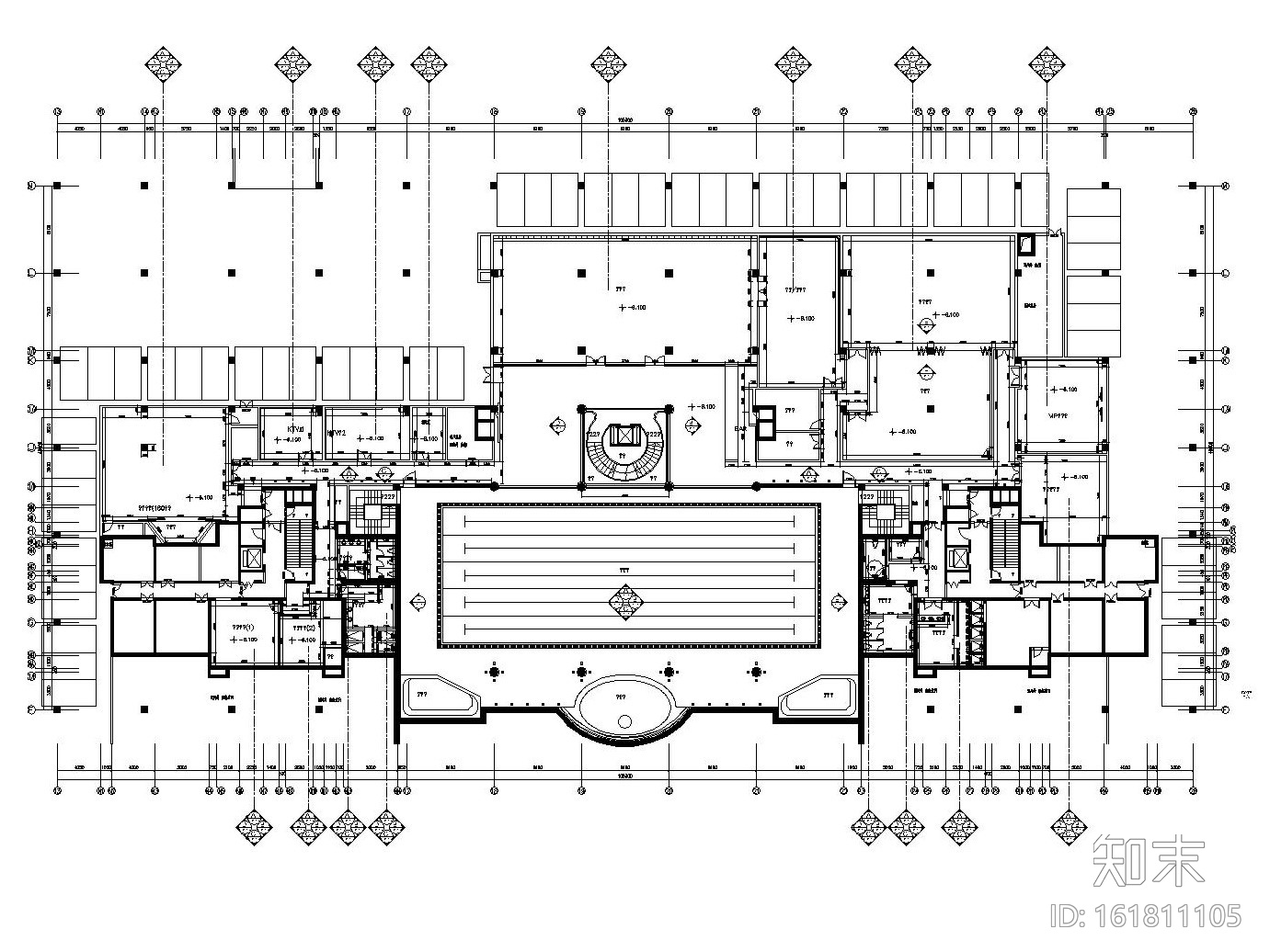 [天津]某大型现代豪奢会所内部装修全套施工图cad施工图下载【ID:161811105】