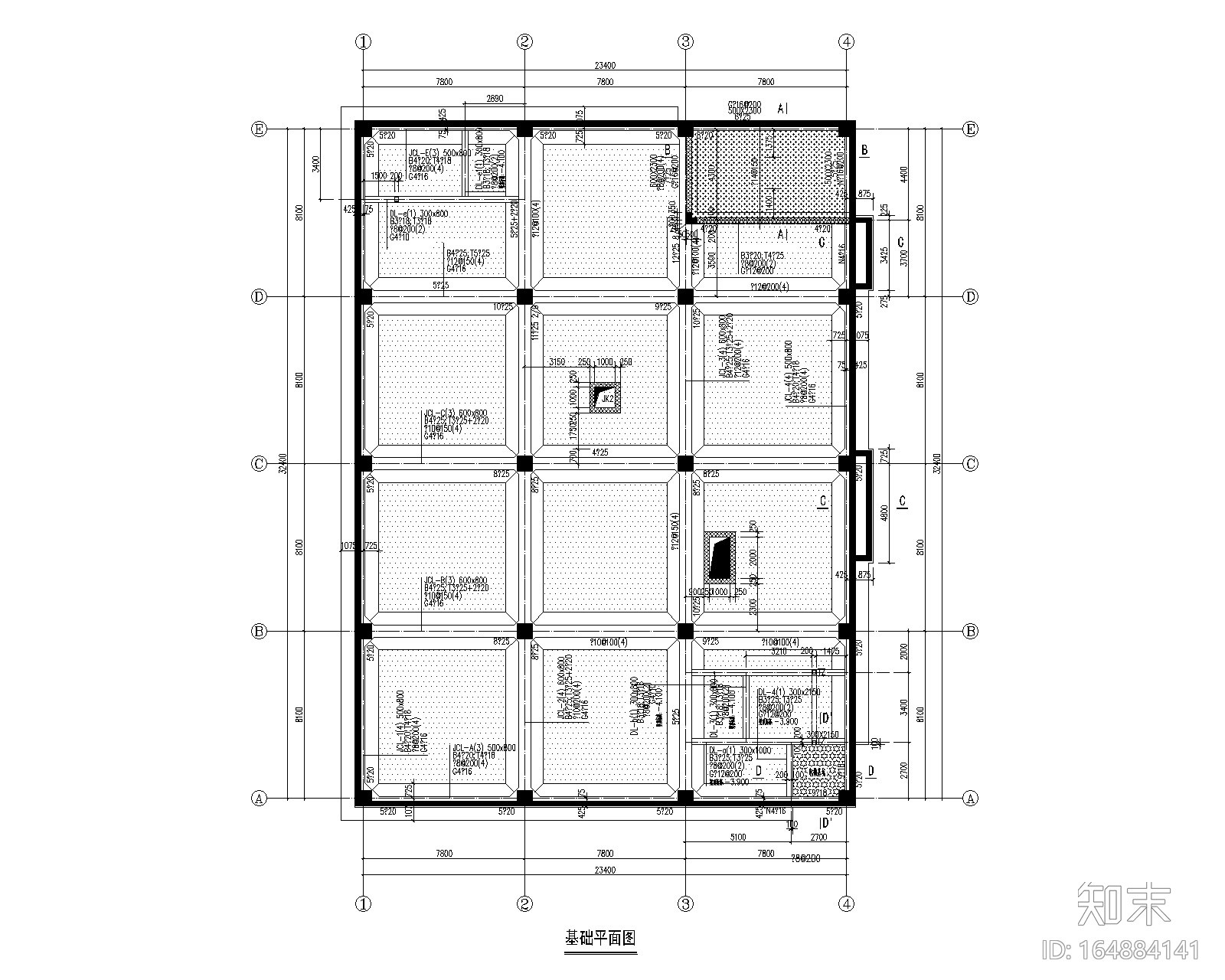 4层钢框架菜市场结构施工图(压型钢板）cad施工图下载【ID:164884141】