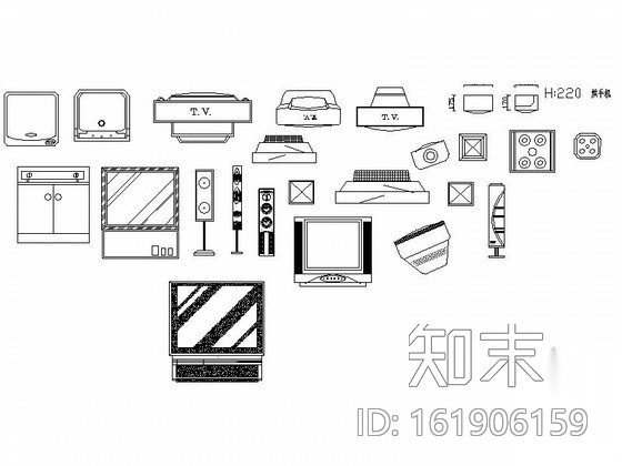常用现代家电CAD图块下载cad施工图下载【ID:161906159】