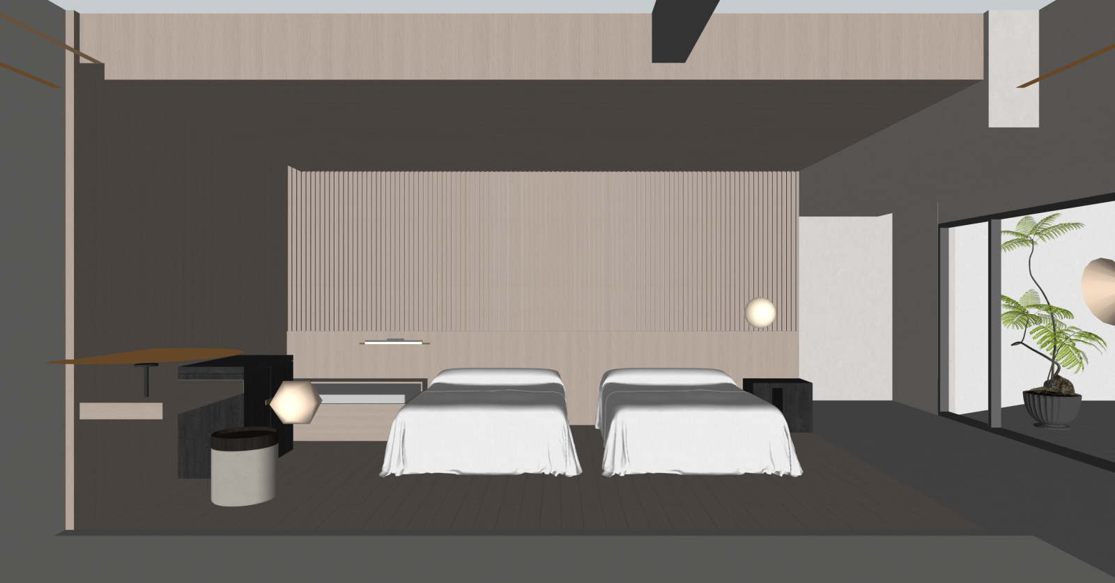 现代酒店客房SU模型下载【ID:1215955774】