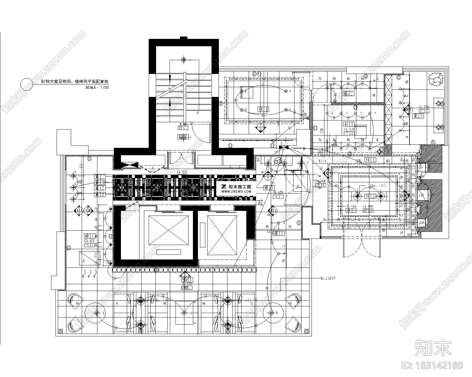 南京星雨花都别墅D2户型施工图CAD下载、户型施工图CAD下载施工图下载【ID:183142189】