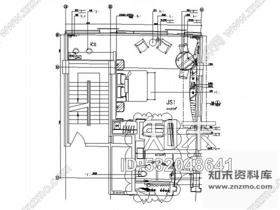 施工图苏州知名酒店双人床客房室内装修图cad施工图下载【ID:532048641】