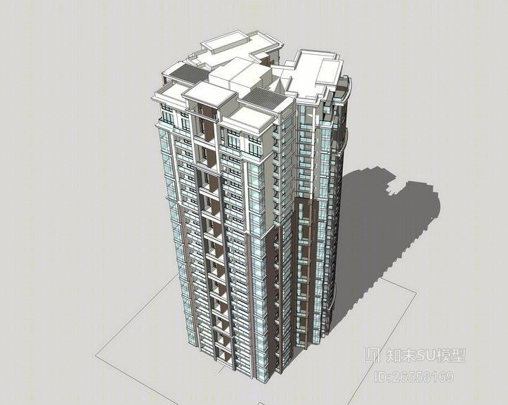现代高层住宅SU模型下载【ID:26558169】