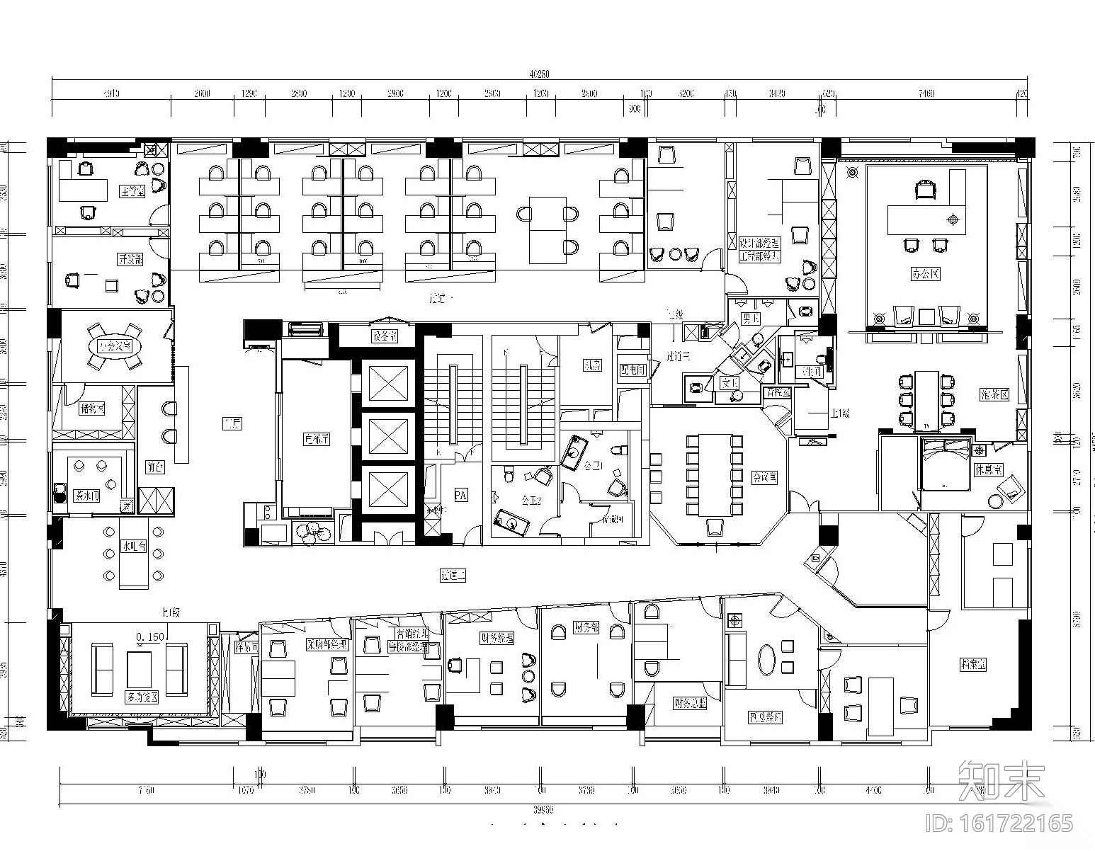 现代混搭风格凯隆地产办公室装修设计施工图+效果图cad施工图下载【ID:161722165】