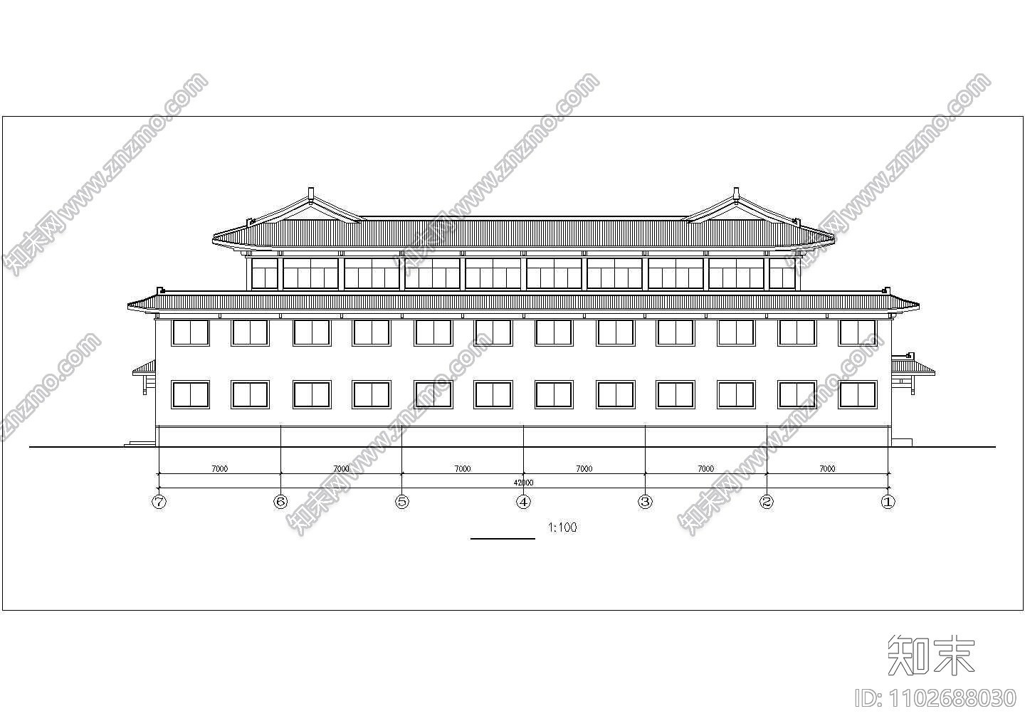 乌鲁木齐某商业街2000平米3层框架结构洗浴中心建筑CAD设计图纸施工图下载【ID:1102688030】