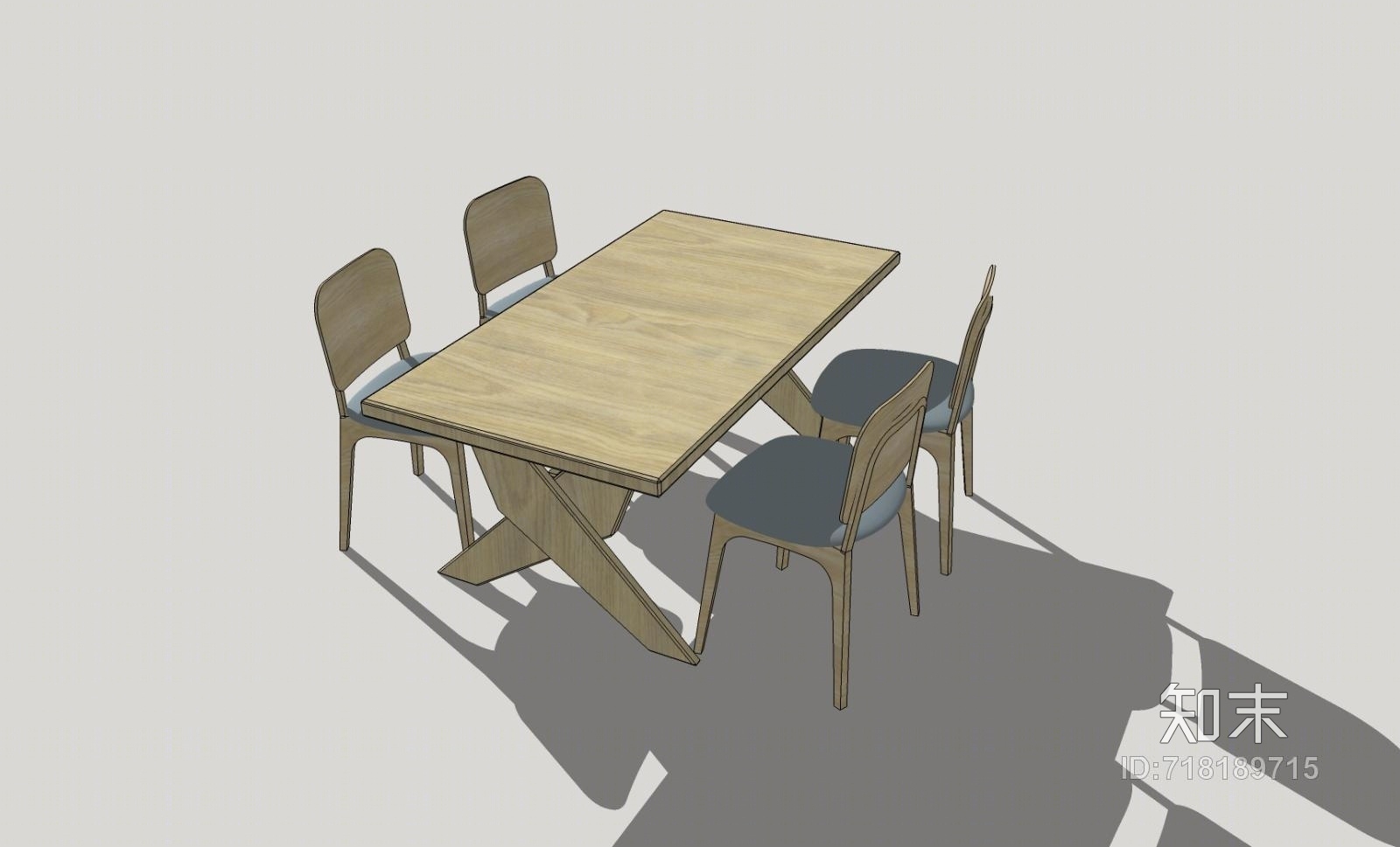 精品免费餐桌椅组合SU模型下载【ID:718189715】