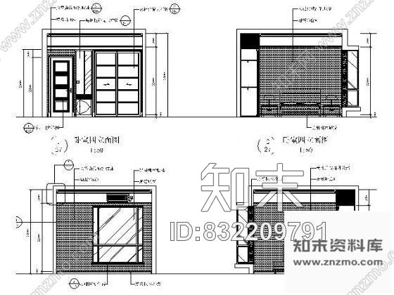 图块/节点样板间小卧室立面图cad施工图下载【ID:832209791】