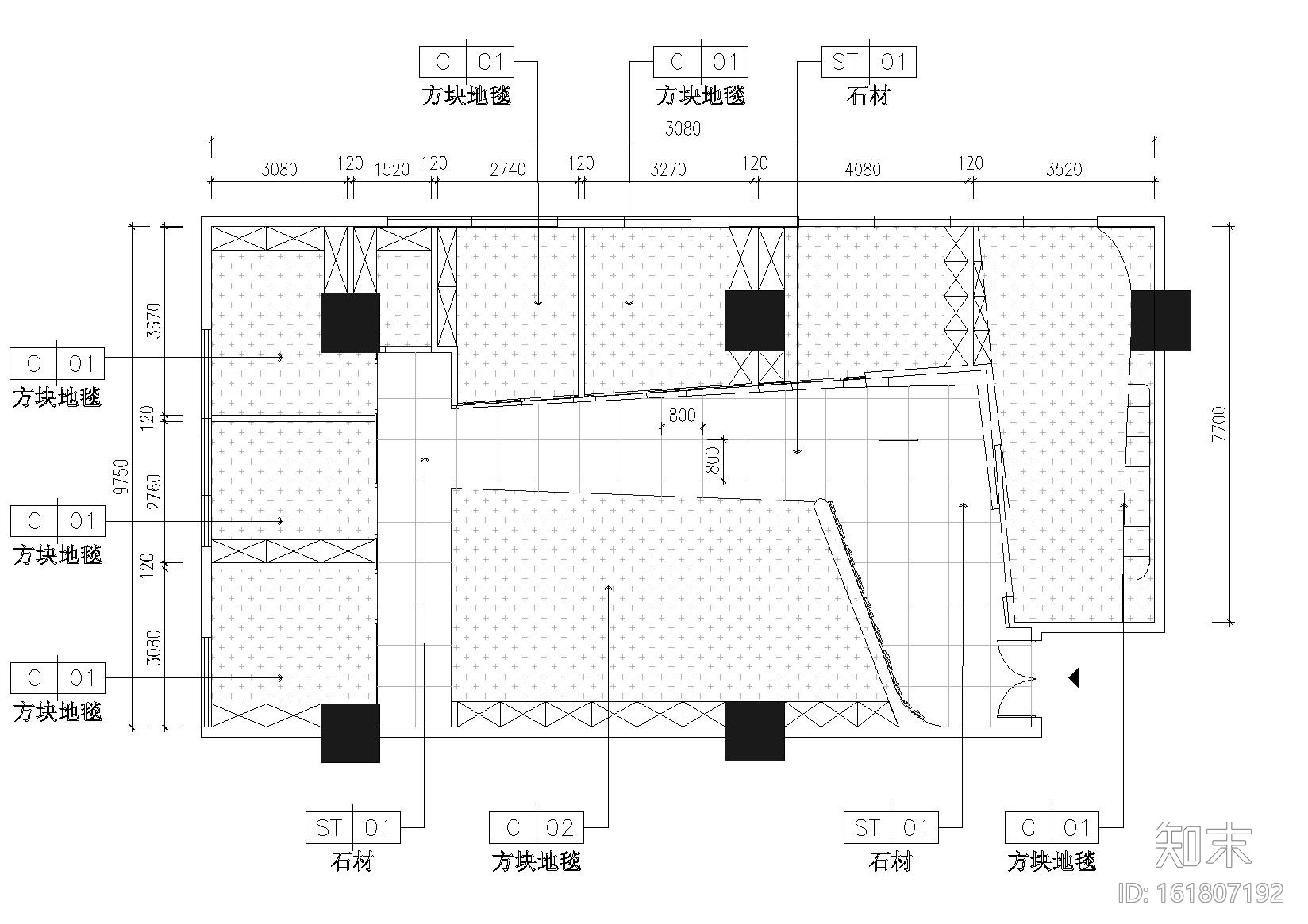 [深圳]现代时尚装饰公司办公楼装修施工图（含效果）cad施工图下载【ID:161807192】