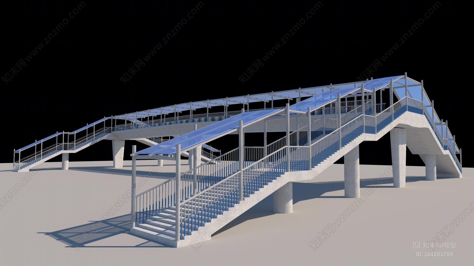 现代通用人行过街天桥SU模型下载【ID:344203789】