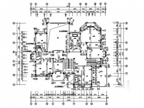 [台州]某太阳城二层豪华别墅建筑方案图cad施工图下载【ID:165924126】