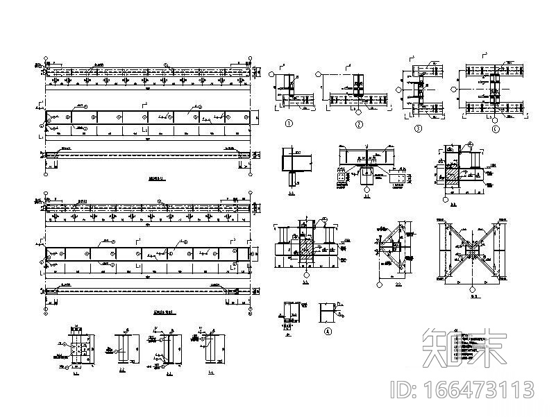 吊车梁详图CADcad施工图下载【ID:166473113】