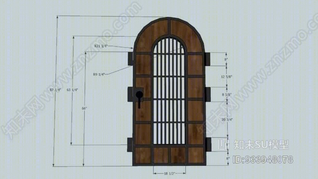 城堡用栅栏把门关上SU模型下载【ID:933948078】