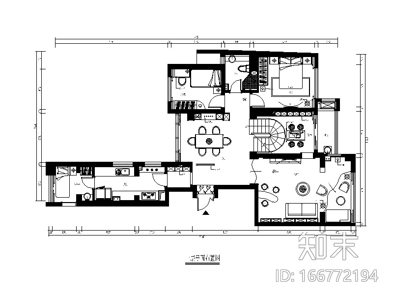 完整的现代风格复式楼设计CAD施工图（含效果图）cad施工图下载【ID:166772194】