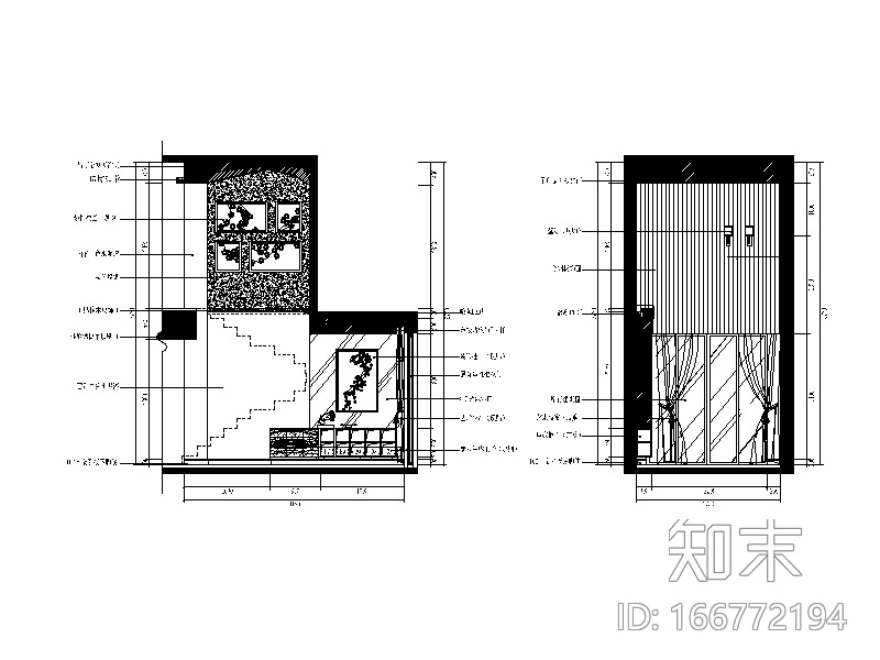 完整的现代风格复式楼设计CAD施工图（含效果图）cad施工图下载【ID:166772194】