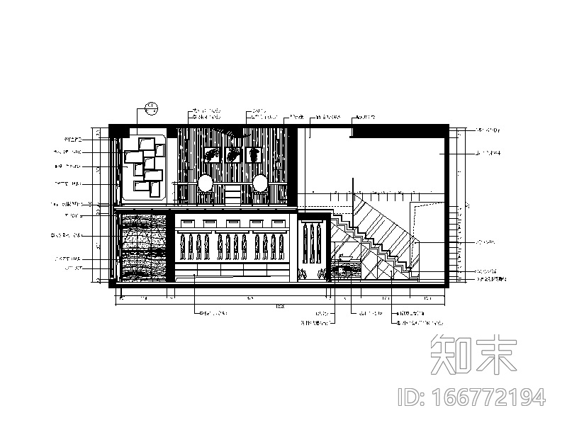 完整的现代风格复式楼设计CAD施工图（含效果图）cad施工图下载【ID:166772194】