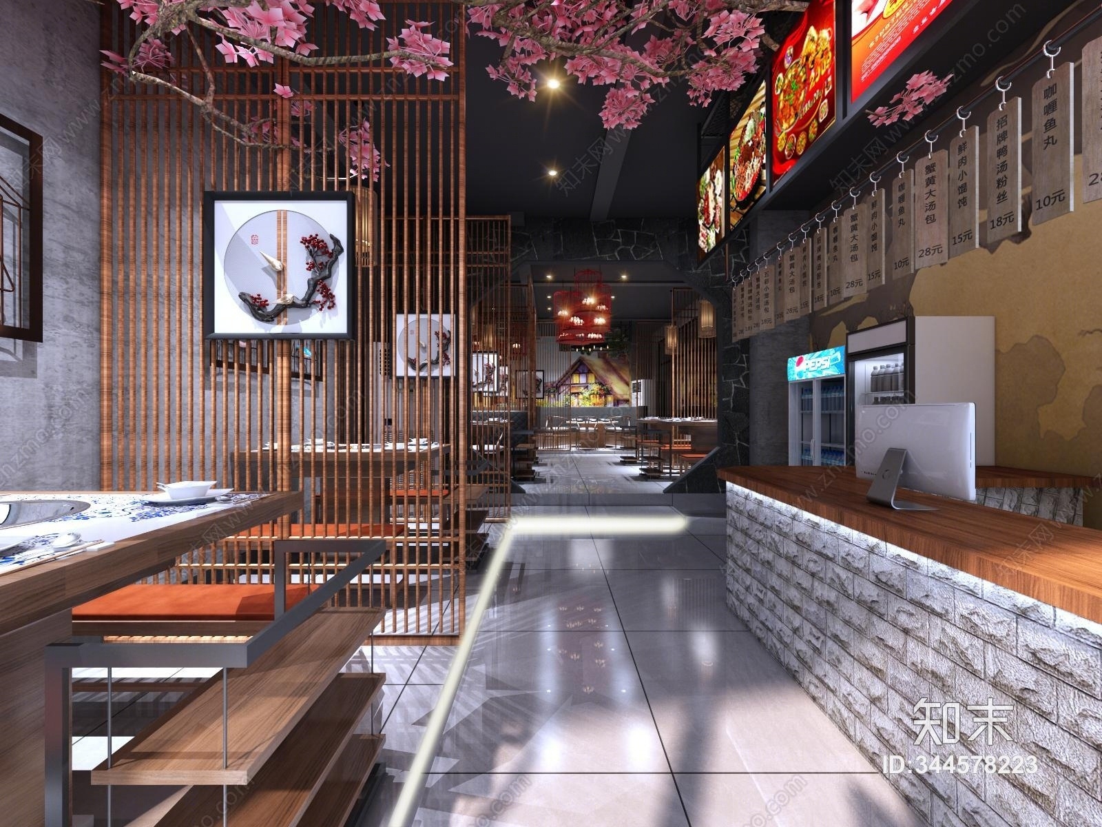 中式重庆火锅店3D模型下载【ID:344578223】