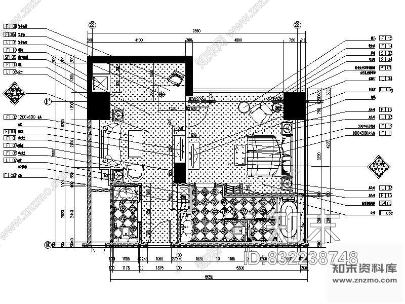 图块/节点商务套房平面图cad施工图下载【ID:832238748】