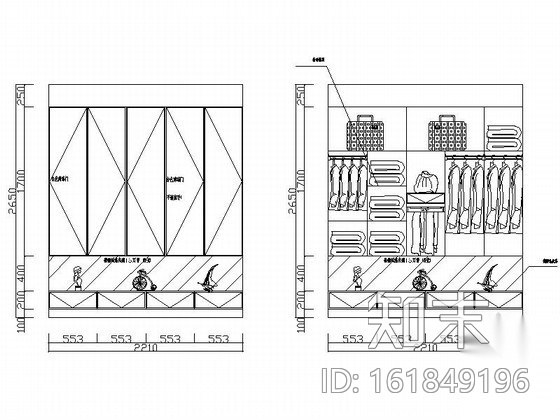 各式衣柜立面CAD图块下载施工图下载【ID:161849196】