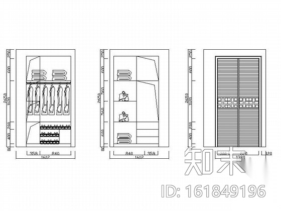 各式衣柜立面CAD图块下载施工图下载【ID:161849196】