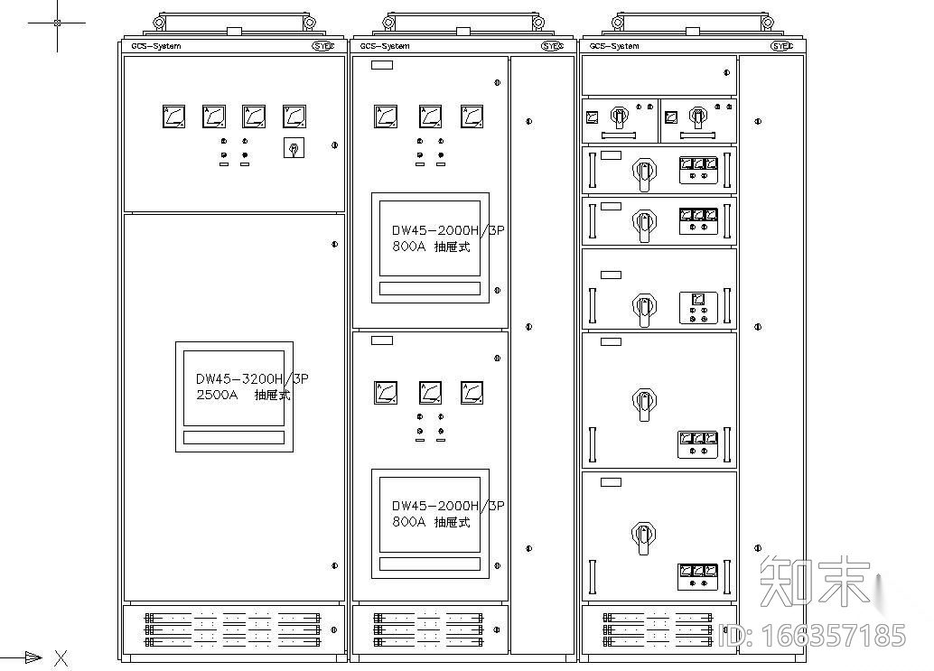 GCS配电柜面板图cad施工图下载【ID:166357185】