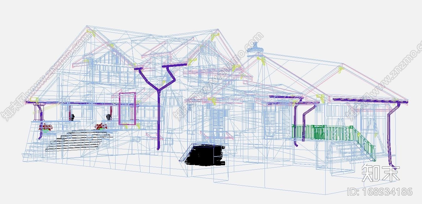 美式庄园私人别墅建筑房屋模型max+objCG模型下载【ID:168934186】