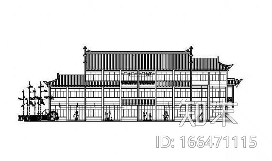 某三层仿古建筑施工图cad施工图下载【ID:166471115】