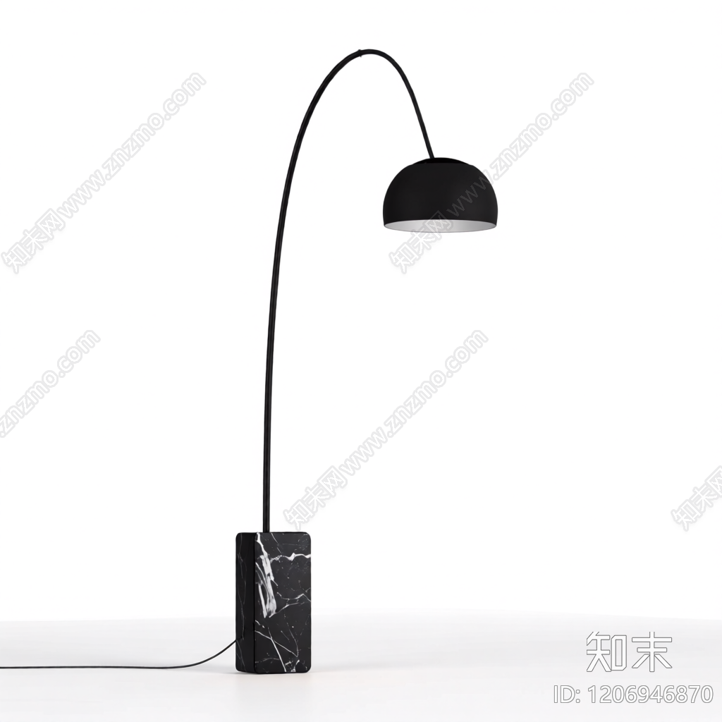 黑色大理石底落地灯3D模型下载【ID:1206946870】