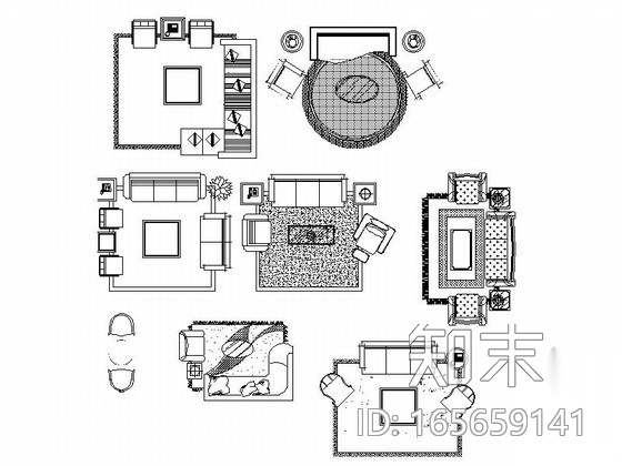 全套家居平面CAD图块下载cad施工图下载【ID:165659141】